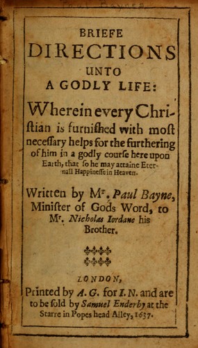 Briefe directions unto a godly life