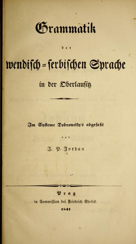 Grammatik der wendisch-serbischen sprache in der Oberlausitz