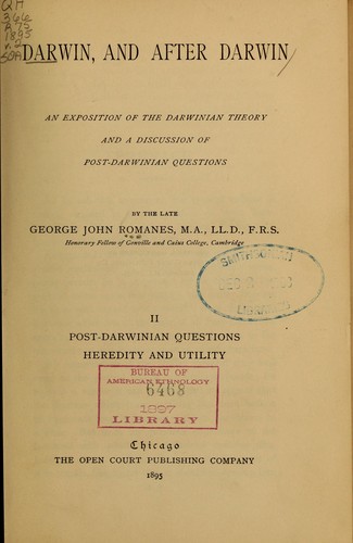 Darwin and after Darwin