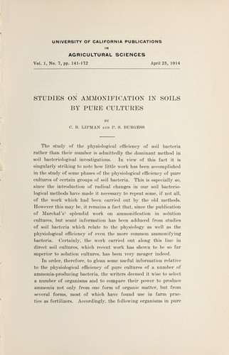 Studies on ammonification in soils by pure cultures
