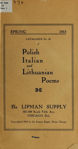 Catalogue no. 30 of Polish, Italian and Lithuanian poems