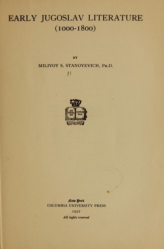 Early Jugoslav literature