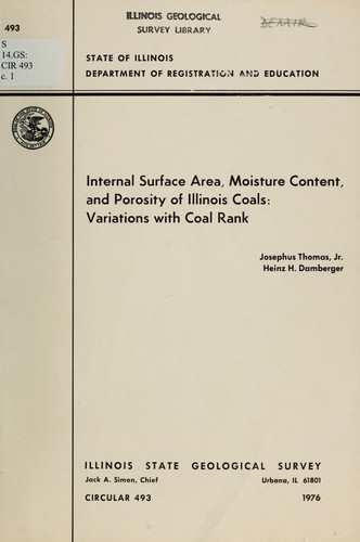 Internal surface area, moisture content, and porosity of Illinois coals