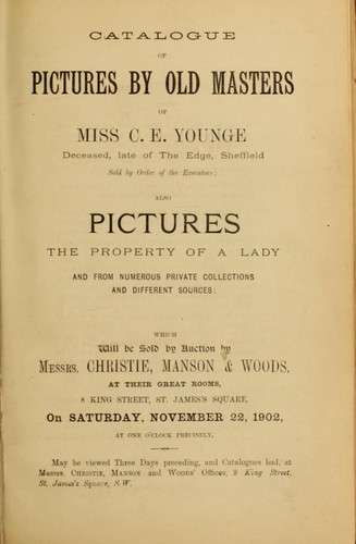 Catalogue of the collection of pictures by old masters of Miss C.E. Younge