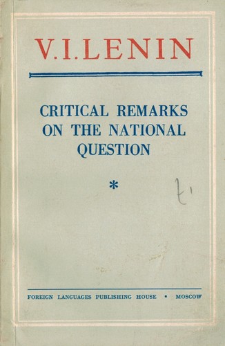 Critical remarks on the national question