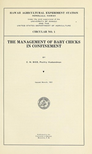 The management of baby chicks in confinement