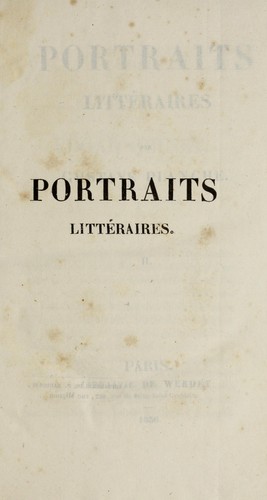 Portraits litteraires