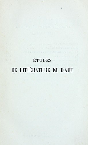 Etudes de litterature et d'art