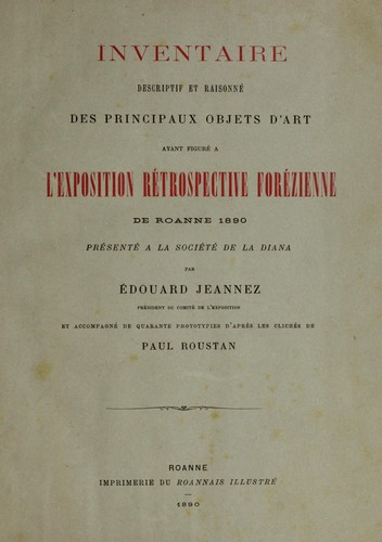 Inventaire descriptif et raisonne des principaux objets d'art