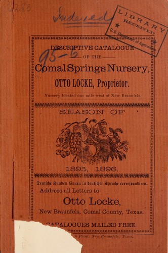 Descriptive catalogue of the Comal Springs Nursery