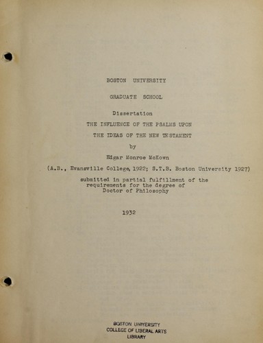 The influence of the Psalms upon the ideas of the New Testament