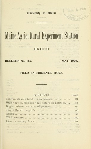 Field experiments, 1906-8