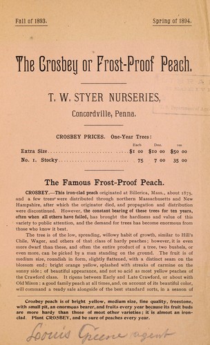 The Crosbey or frost-proof peach