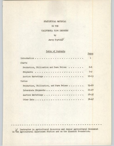 Statistical material on the California plum industry