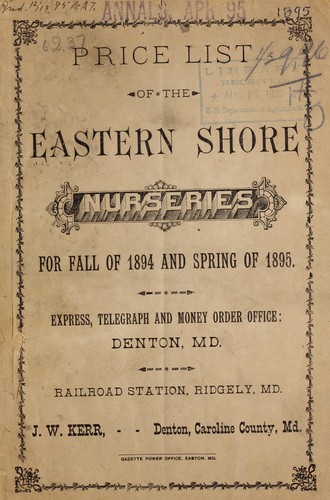 Price list of the Eastern Shore Nurseries