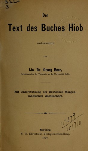 Der Text des Buches Hiob untersucht