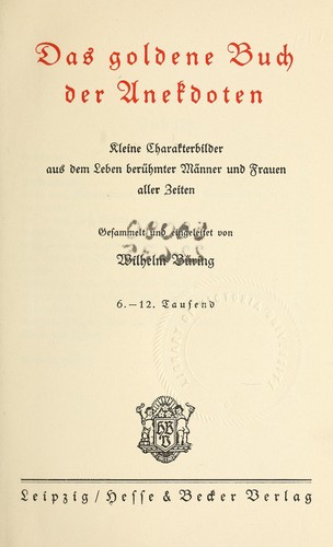 Das goldene buch der anekdoten