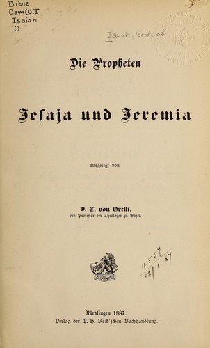 Die Propheten Jesaja und Jeremia, ausgelegt