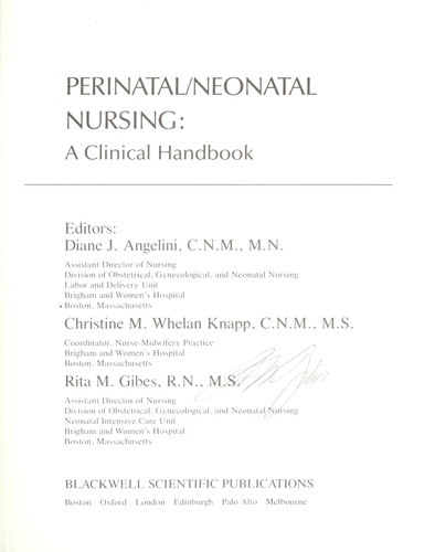 Perinatal/neonatal nursing : a clinical handbook