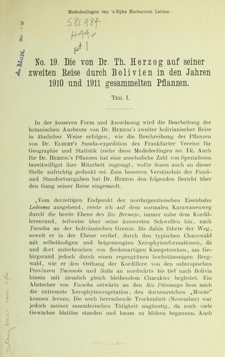 Die von dr. Th. Herzog auf seiner zweiten reise durch Bolivien in den jahren 1910 und 1911 gesammelten pflanzen