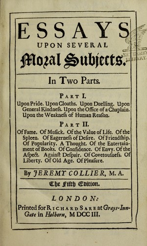 Essays upon several moral subjects