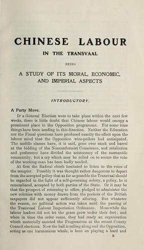 Chinese labour (in the Transvaal)