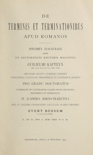 De terminis et terminationibus apud Romanos