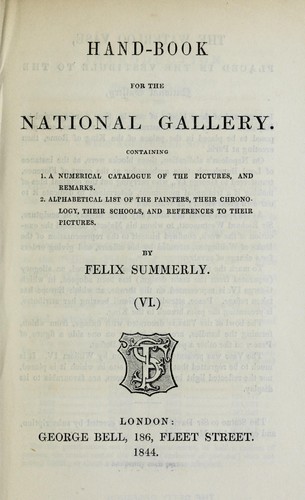 Hand-book for the National Gallery