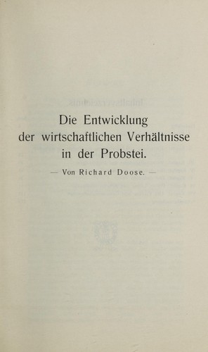 Die Entwicklung der wirtschaftlichen Verhältnisse in der Probstei