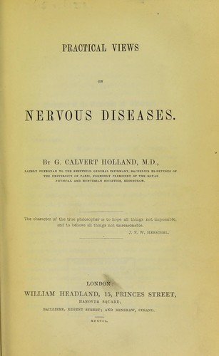 Practical views on nervous diseases