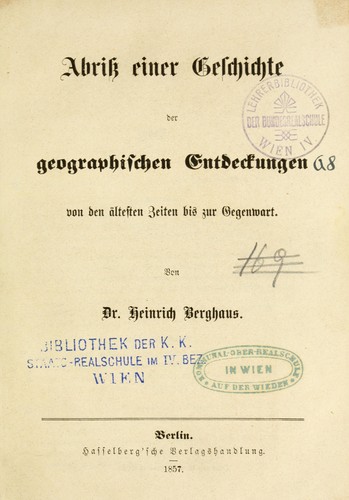 Abriss einer Geschichte der geographischen Entdeckungen
