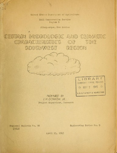 Certain hydrologic and climatic characteristics of the Southwest region