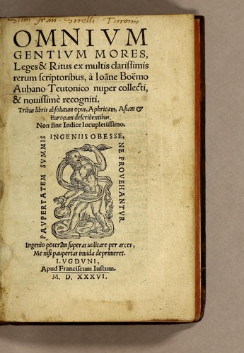Omnium gentium mores, leges [et] ritus