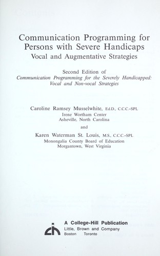 Communication programming for persons with severe handicaps