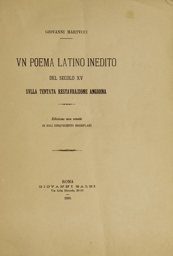 Un poema latino inedito del secolo XV