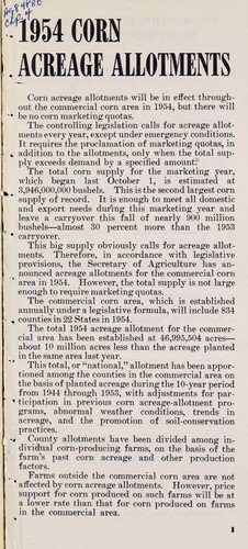 1954 corn acreage allotments