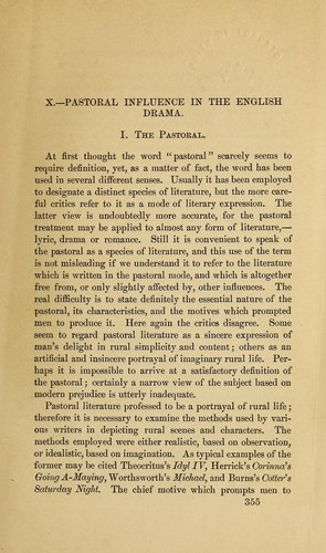Pastoral influence in the English drama