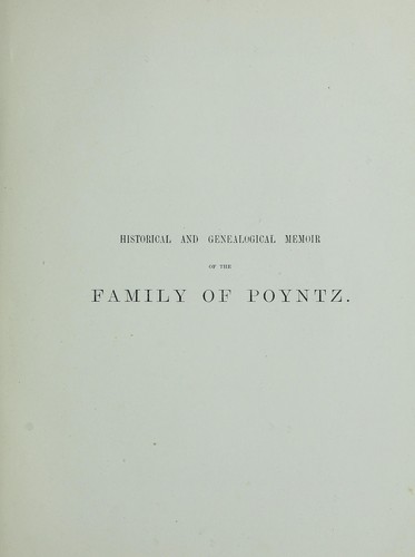 Historical and genealogical memoir of the family of Poyntz
