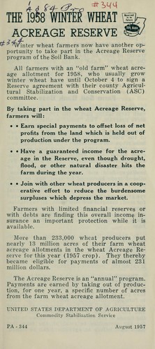 The 1958 winter wheat acreage reserve