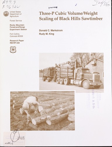 Three-P cubic volume/weight scaling of Black Hills sawtimber
