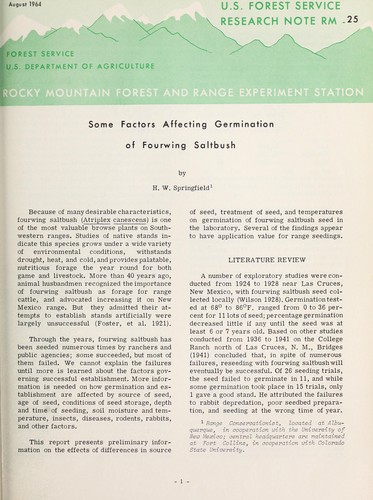 Some factors affecting germination of fourwing saltbush