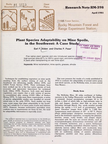 Plant species adaptability on mine spoils, in the Southwest: a case study