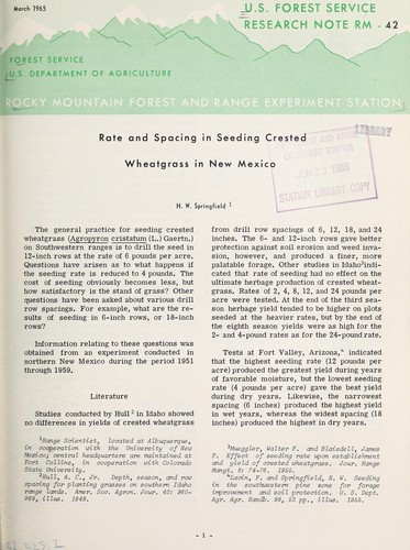 Rate and spacing in seeding crested wheatgrass in New Mexico