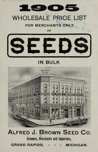 1905 wholesale price list for mechants only of seeds in bulk