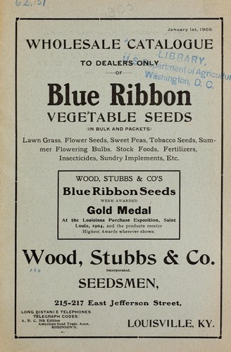 Wholesale catalogue to dealers only of blue ribbon vegetable seeds