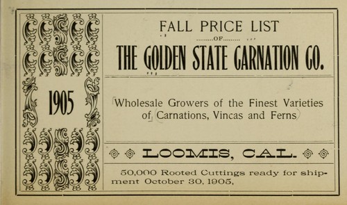 Fall price list of the Golden State Carnation Co