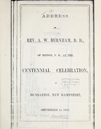 Address by Rev. A.W. Burnham