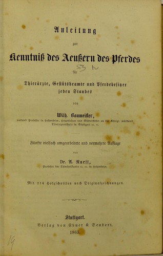 Anleitung zur Kenntniss des Aeussern des Pferdes