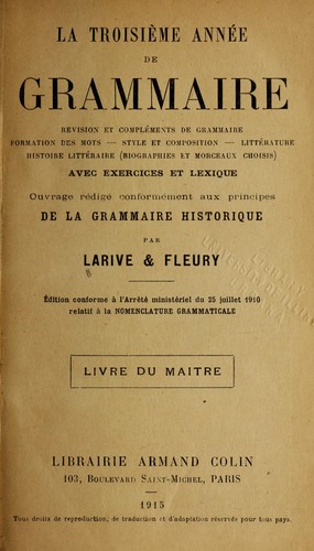 La troisie  me annee de grammaire
