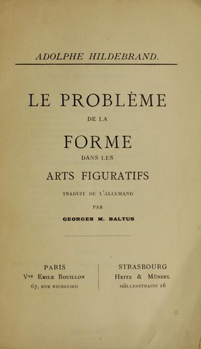 Le problème de la forme dans les arts figuratifs